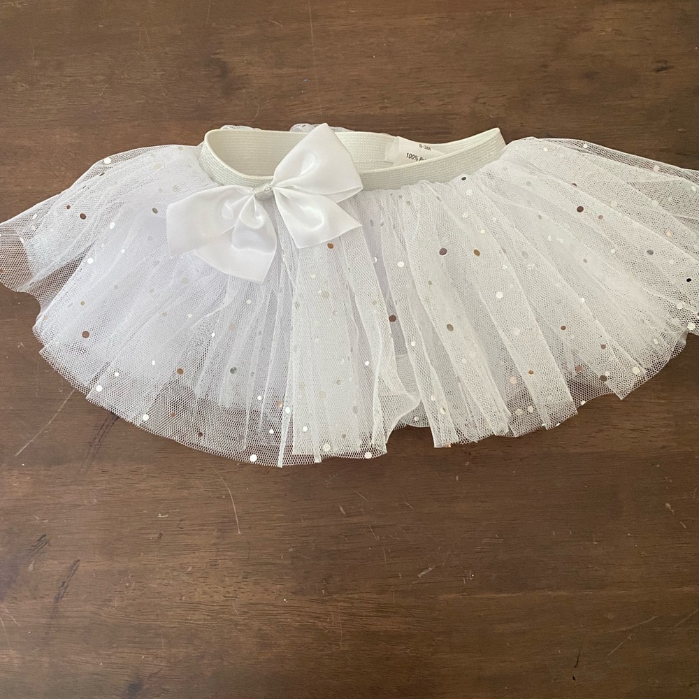 White sequined 0-3 month tutu